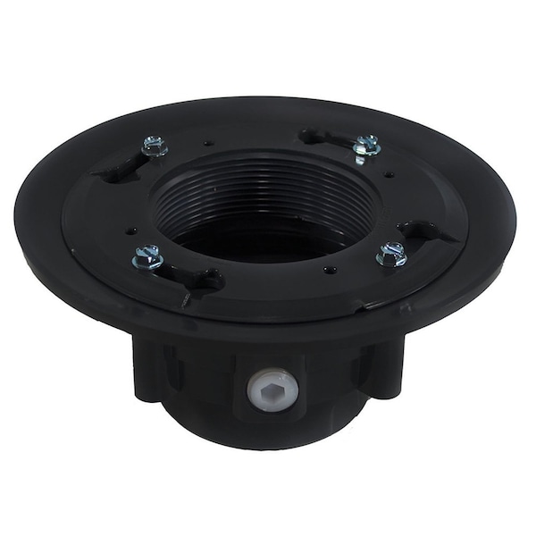 4in. PVC Heavy Duty Drain Base with Clamping Ring and Primer Tap, for 4in. Spud
